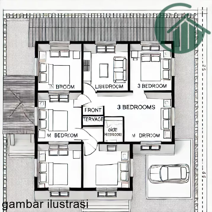 Denah Rumah 3 Kamar Teras Depan Dan Samping