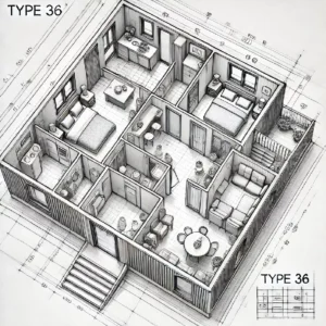 Denah Rumah Type 36 2 Kamar