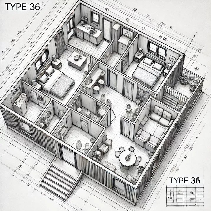 Denah Rumah Type 36 2 Kamar