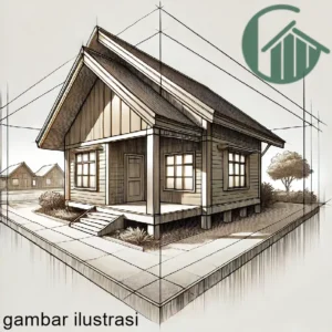 Gambar Perspektif 2 Titik Hilang Rumah Sederhana