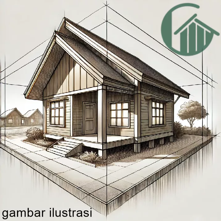 Gambar Perspektif 2 Titik Hilang Rumah Sederhana