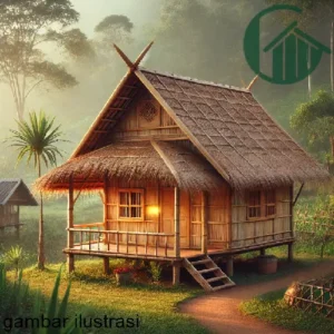 Rumah Bambu Sederhana Di Desa